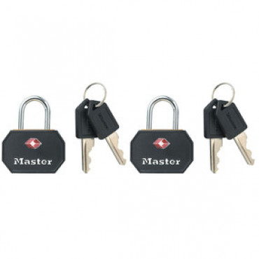 Cadeado Master Lock TSA Chave Twin Pack 32 mm Preto - 4681TBLK