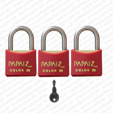 Cadeado Papaiz Color MS Vermelho 30 mm