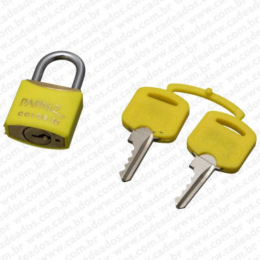 Cadeado Papaiz Color Amarelo 20 mm com 2 chaves