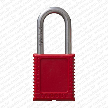 Cadeado Tagout Corpo Plastico e Haste Aço vermelho