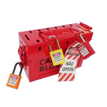 Caixa de Travamento em Grupo Tagout para 13 cadeados - Vista em Uso