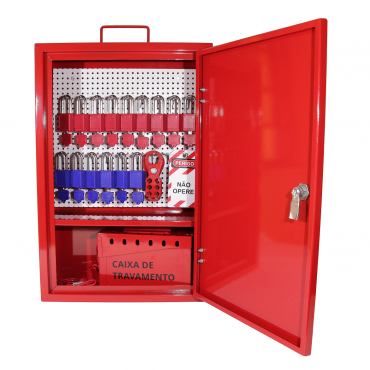 Estação de Bloqueio em Aço Tagout 20 ganchos - Vista Aberta